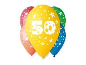 BALON 12 Z NADRUKIEM "50" PASTEL MIX A'5 GODAN