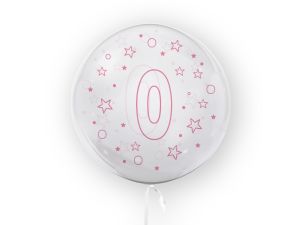 BALON 45CM CYFRA 0 GWIAZDKI RÓŻOWE TB3683 TUBAN
