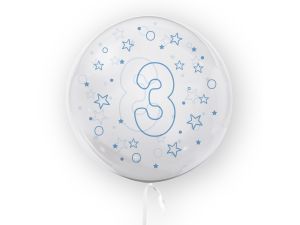 BALON 45CM CYFRA 3 GWIAZDKI NIEBIESKI TB3636 TUBAN