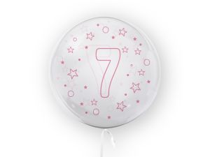 BALON 45CM CYFRA 7 GWIAZDKI RÓŻOWE TB3683 TUBAN