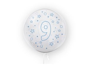 BALON 45CM CYFRA 9 GWIAZDKI NIEBIESKI TB3642 TUBAN