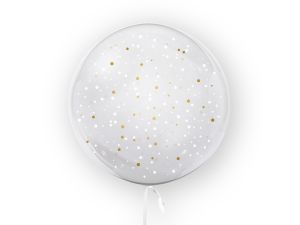 BALON 45CM KROPKI BIAŁY & ZŁOTY TB3643 TUBAN