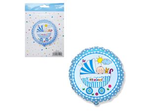 BALON FOLIOWY 18" FX  WÓZEK DLA CHŁOPCA NIEBIESKI