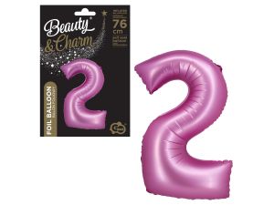 BALON FOLIOWY B&C "CYFRA 2" SATYNOWA RÓŻOWA 76CM