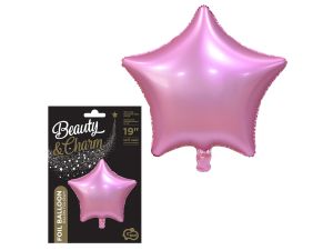 BALON FOLIOWY B&C GWIAZDA MATOWA RÓZOWA 19"