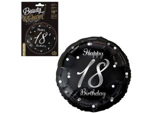BALON FOLIOWY B&C HAPPY 18 BIRTHDAY CZARNY GODAN