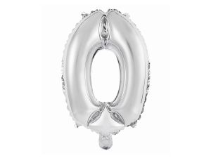 BALON FOLIOWY CYFRA 0 SREBRNA 92CM GODAN