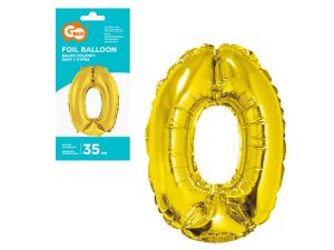 BALON FOLIOWY CYFRA 0 ZŁOTA 35CM GODAN