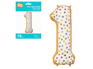 BALON FOLIOWY CYFRA 1 CIASTECZKI 78CM GODAN
