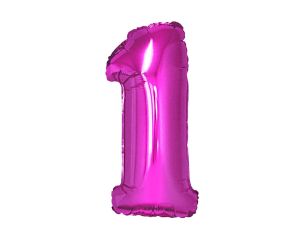 BALON FOLIOWY CYFRA 1 RÓŻOWA 92 CM GODAN