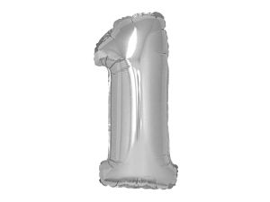 BALON FOLIOWY CYFRA 1 SREBRNA  92CM GODAN