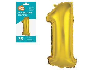 BALON FOLIOWY CYFRA 1 ZŁOTA  35CM GODAN