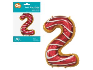 BALON FOLIOWY CYFRA 2 CIASTECZKO 78CM GODAN