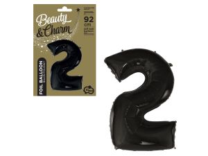 BALON FOLIOWY CYFRA 2 CZARNA 92CM GODAN