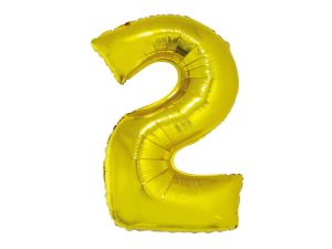 BALON FOLIOWY CYFRA 2 ZŁOTA 92CM GODAN