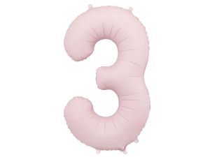 BALON FOLIOWY CYFRA "3" 86CM J. RÓŻOWY PARTYDECO