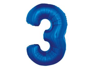 BALON FOLIOWY CYFRA 3 NIEBIESKA 92CM GODAN
