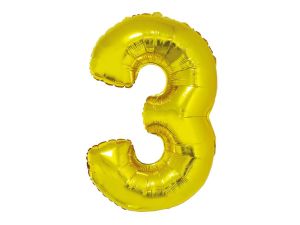 BALON FOLIOWY CYFRA 3 ZŁOTA 92CM GODAN