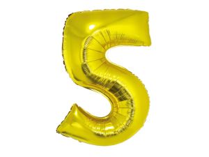 BALON FOLIOWY CYFRA 5 ZŁOTA 92CM GODAN