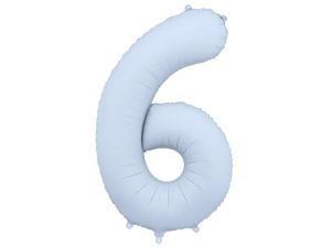 BALON FOLIOWY CYFRA "6" 86CM MGLISTY NIEBIESKI PAR
