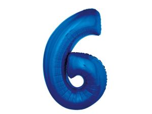 BALON FOLIOWY CYFRA 6 NIEBIESKA 92CM GODAN