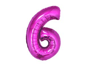 BALON FOLIOWY CYFRA 6 RÓŻOWA 92CM GODAN