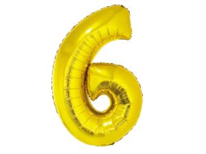 BALON FOLIOWY CYFRA 6 ZŁOTA 92CM GODAN