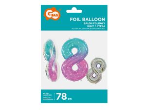BALON FOLIOWY CYFRA 8 KOSMOS 78CM GODAN
