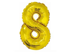 BALON FOLIOWY CYFRA 8 ZŁOTA 35CM GODAN 
