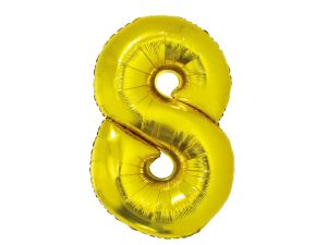 BALON FOLIOWY CYFRA 8 ZŁOTA 92CM GODAN