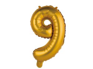 BALON FOLIOWY CYFRA 9 ZŁOTA 35CM GODAN