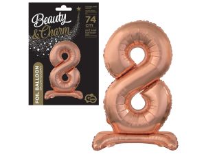 BALON FOLIOWY CYFRA STOJĄCA 8 RÓŻOWO ZŁOTA 74CM