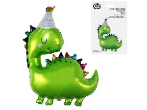 BALON FOLIOWY DINOZAUR W CZAPECZCE 66X80CM GODAN