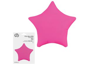 BALON FOLIOWY GWIAZDA FLUOR C.RÓŻOWY 19" GODAN