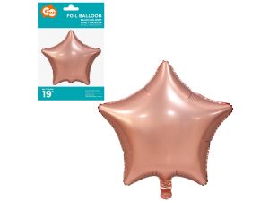 BALON FOLIOWY GWIAZDA MATOWA RÓZOWO-ZŁOTA 19"