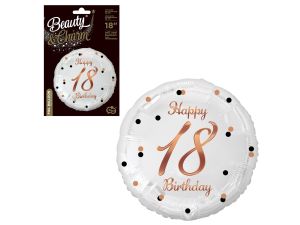 BALON FOLIOWY HAPPY 18 BIRTHDAY BIAŁY 18" GODAN