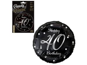BALON FOLIOWY HAPPY 40 BIRTHDAY CZARNY 18" GODAN