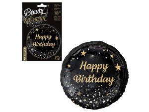 BALON FOLIOWY HAPPY BIRTHDAY CZARNY 18" GODAN