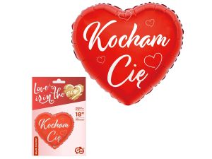 BALON FOLIOWY KOCHAM CIĘ CZERWONE SERCE 18' GODAN