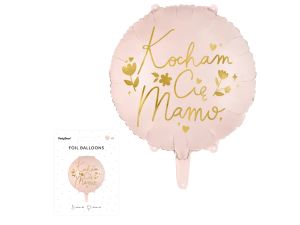 BALON FOLIOWY KOCHAM CIĘ MAMO 45CM RÓŻOWY PARTYDEC
