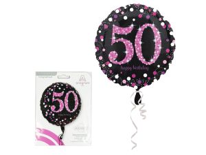 BALON FOLIOWY PINK CELEBRATION 50 43CM GODAN