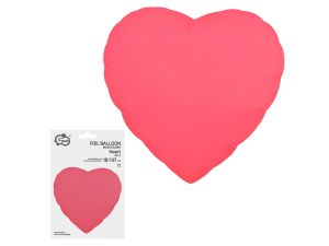 BALON FOLIOWY SERCE FLUOR CZERWONY 18" GODAN