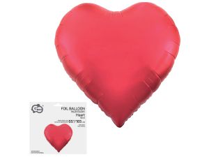 BALON FOLIOWY SERCE MATOWY CZERWONY 65" 165CM GODA