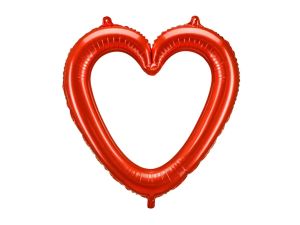 BALON FOLIOWY SERCE RAMKA CZERWONY PARTYDECO