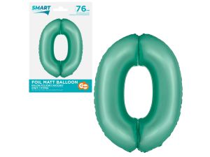 BALON FOLIOWY SMART CYFRA 0 MIĘTOWA MATOWA 76CM