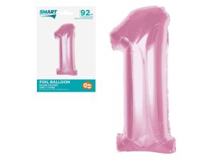 BALON FOLIOWY SMART CYFRA 1 J.RÓŻOWA 92CM GODAN