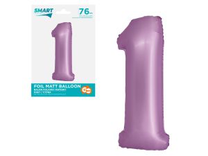 BALON FOLIOWY SMART CYFRA 1 LAWENDOWA MATOWA 76CM