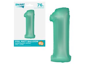 BALON FOLIOWY SMART CYFRA 1 MIĘTOWA MATOWA 76CM