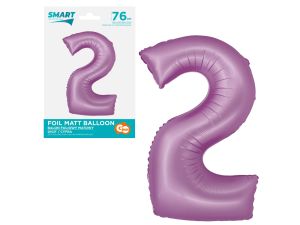BALON FOLIOWY SMART CYFRA 2 LAWENDOWA MATOWA 76CM