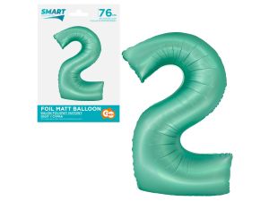 BALON FOLIOWY SMART CYFRA 2 MIĘTOWA MATOWA 76CM